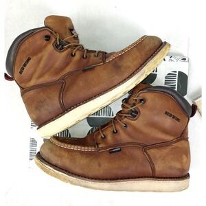 Red Wing Mens Waterproof Moc Toe Work Boots Brown Leather Mens Size 12